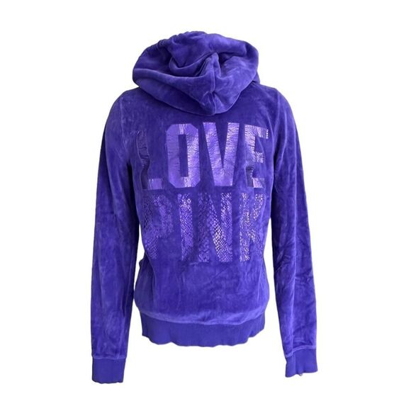 PINK Victoria’s Secret Women’s Purple Hooded Full‎ Zip Hoodie Size Small - Picture 4 of 7